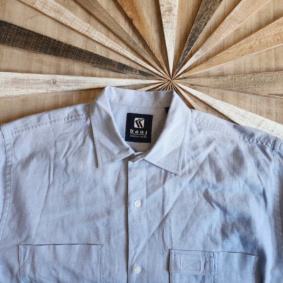 Kani Jeans Co. Blue SS Button-Up Shirt M, 55% Linen 45% Cotton, Streetwear - Picture 1 of 5